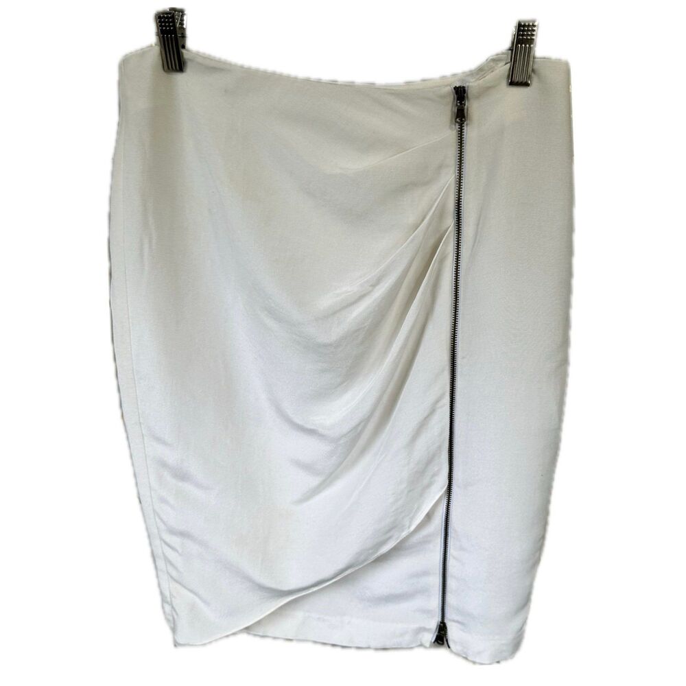 Magaschoni Collection Silk Blend One Side Pleated Nonconcentric Zipper Skirt 6